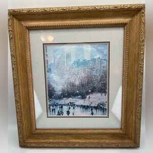 Thomas Kinkade SKATING IN THE PARK 8x10 Framed Print Vintage Classic Winter 1980